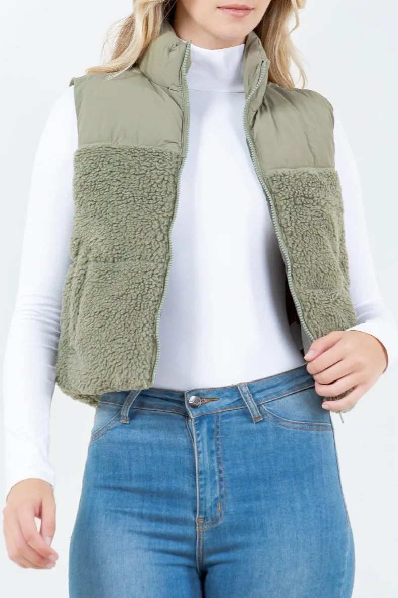 Serina Sherpa Fleece Puffer Vest