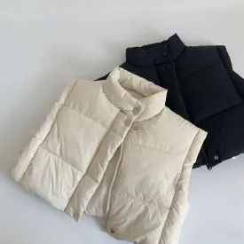 Solid Zip-Up Puffer Vest