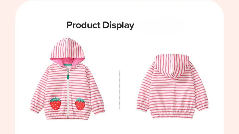 Toddler/Kid Girl's Strawberries Design Pink & White Stripe Jacket