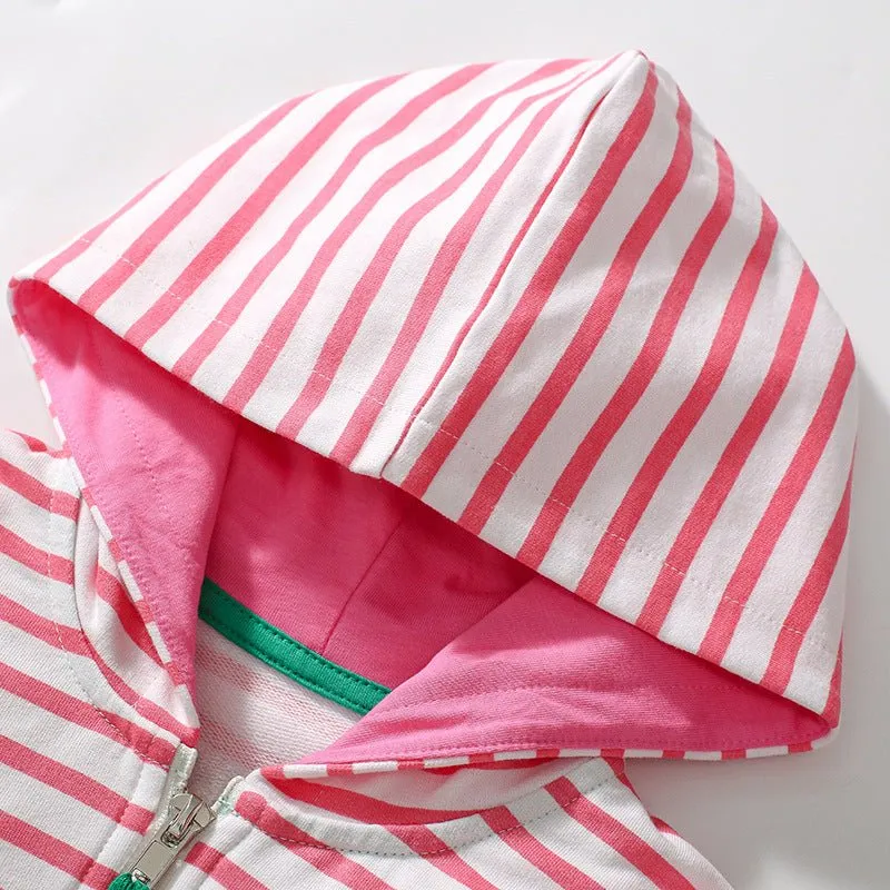 Toddler/Kid Girl's Strawberries Design Pink & White Stripe Jacket