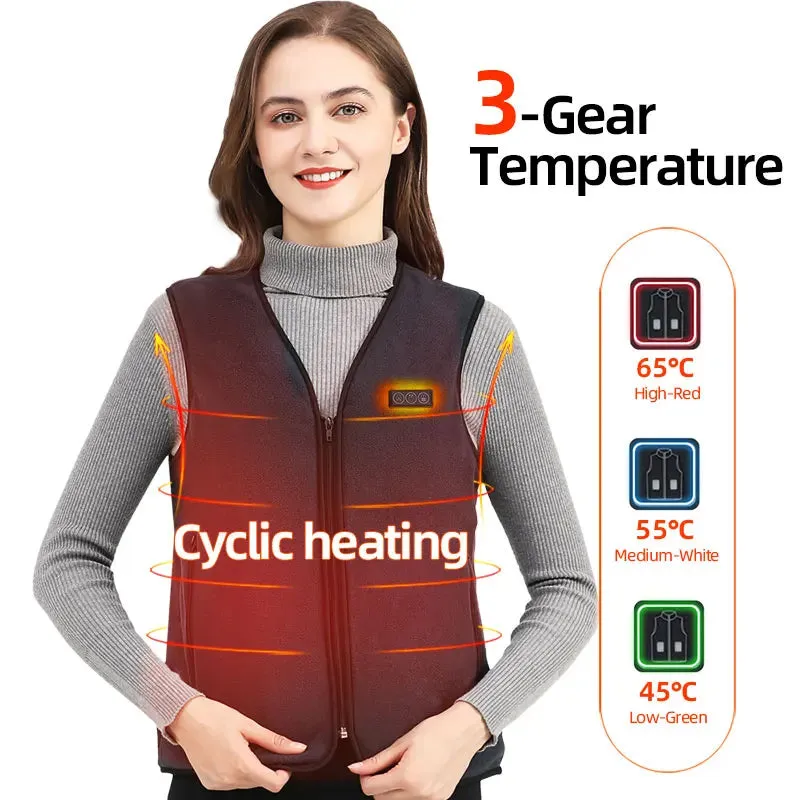 Trendy 10 Zone USB Heated Vest for Fall & Winter Outdoor Wear