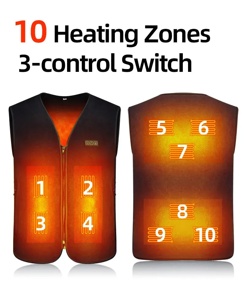 Trendy 10 Zone USB Heated Vest for Fall & Winter Outdoor Wear