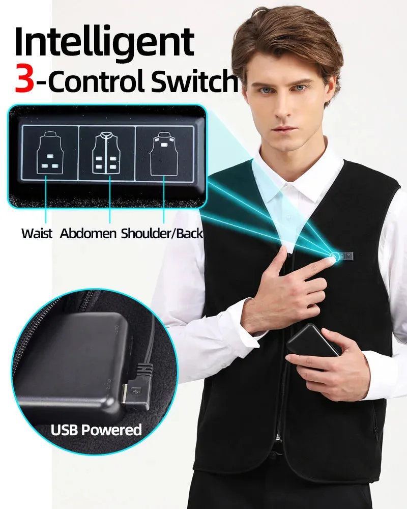 Trendy 10 Zone USB Heated Vest for Fall & Winter Outdoor Wear