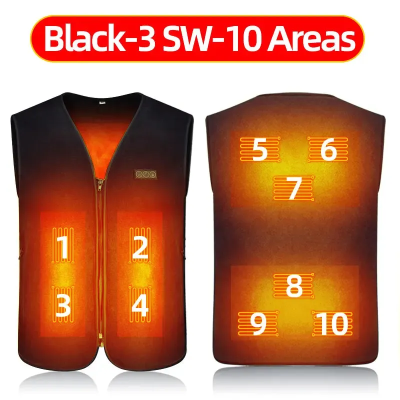 Trendy 10 Zone USB Heated Vest for Fall & Winter Outdoor Wear