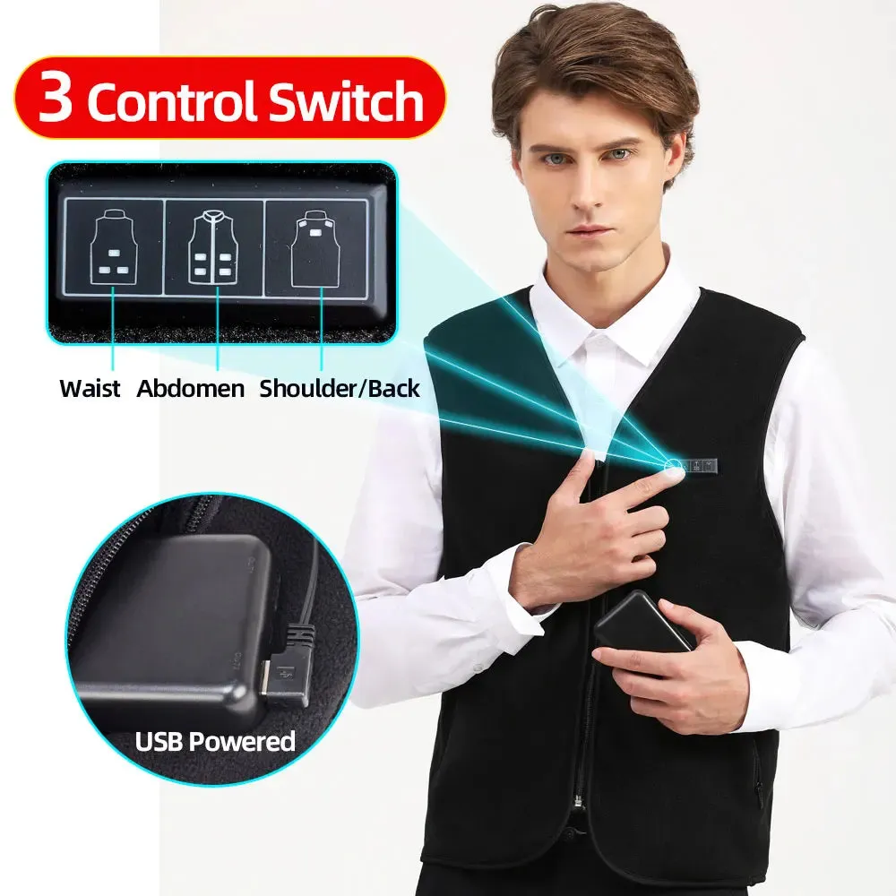 Trendy 10 Zone USB Heated Vest for Fall & Winter Outdoor Wear