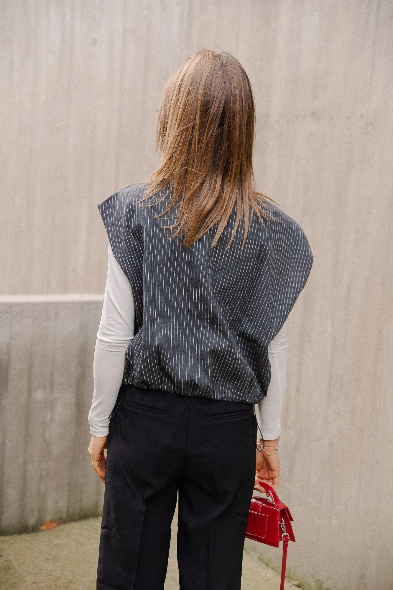 VIKaba zipper vest poppy seed/pinstripe