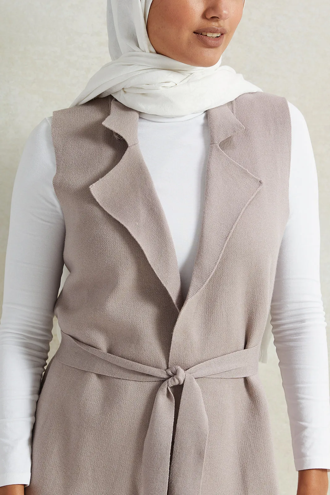 Women Beige Sleeveless Jacket