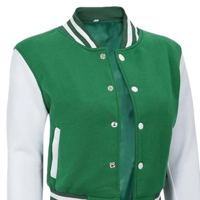 Women's Cropped Varsity Jacket - Baseball Style Bomber Jacket