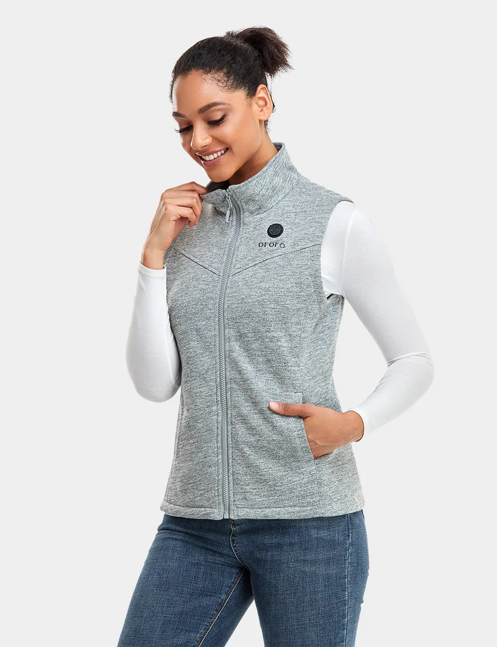 Women's Heated Fleece Vest - Purple / Flecking Grey