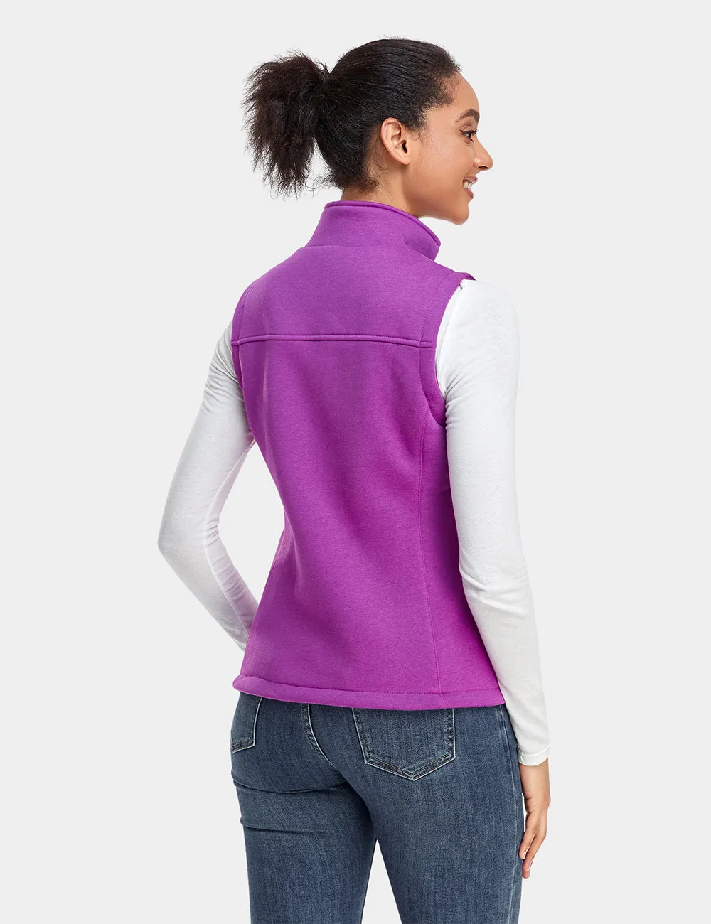 Women's Heated Fleece Vest - Purple / Flecking Grey