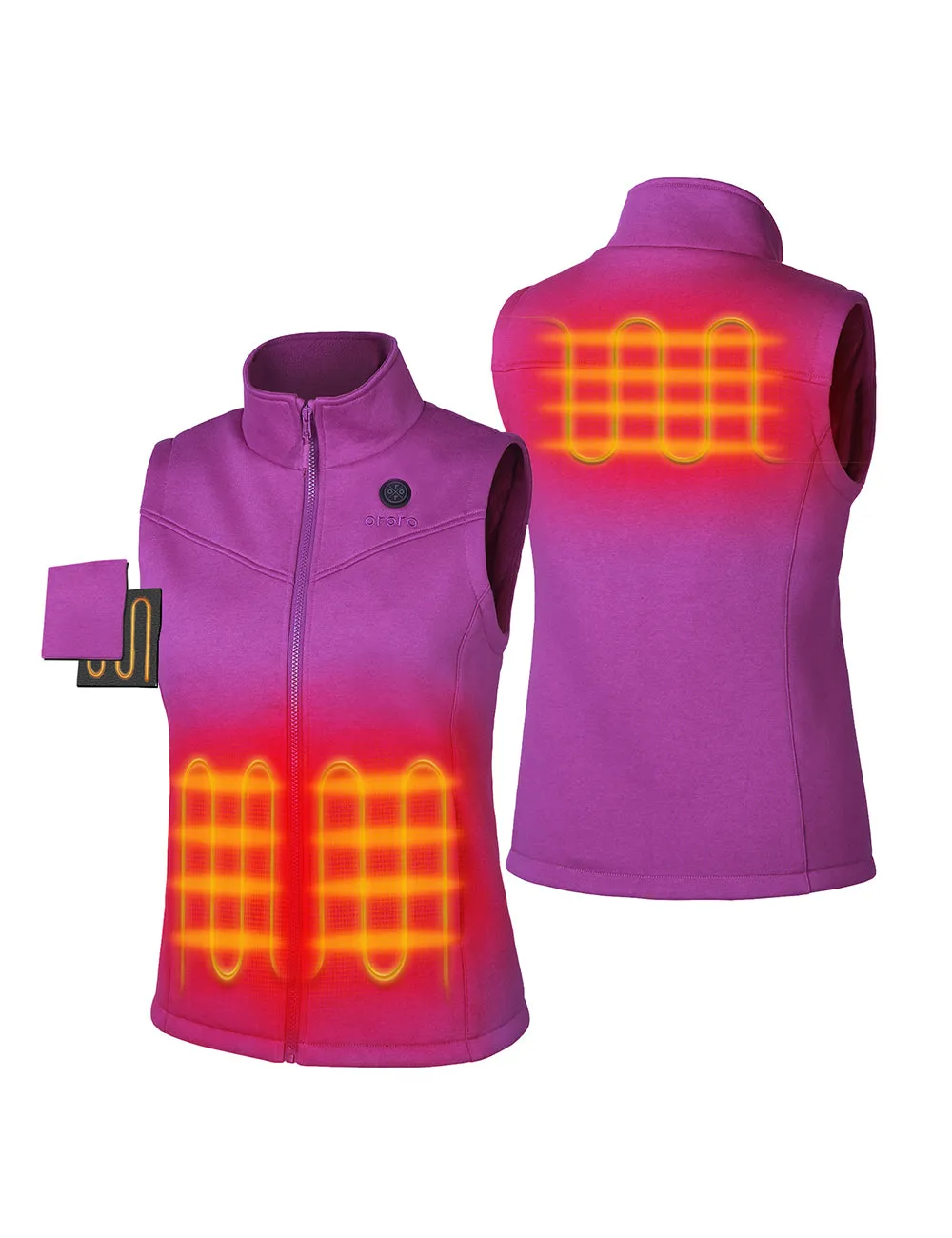 Women's Heated Fleece Vest - Purple / Flecking Grey