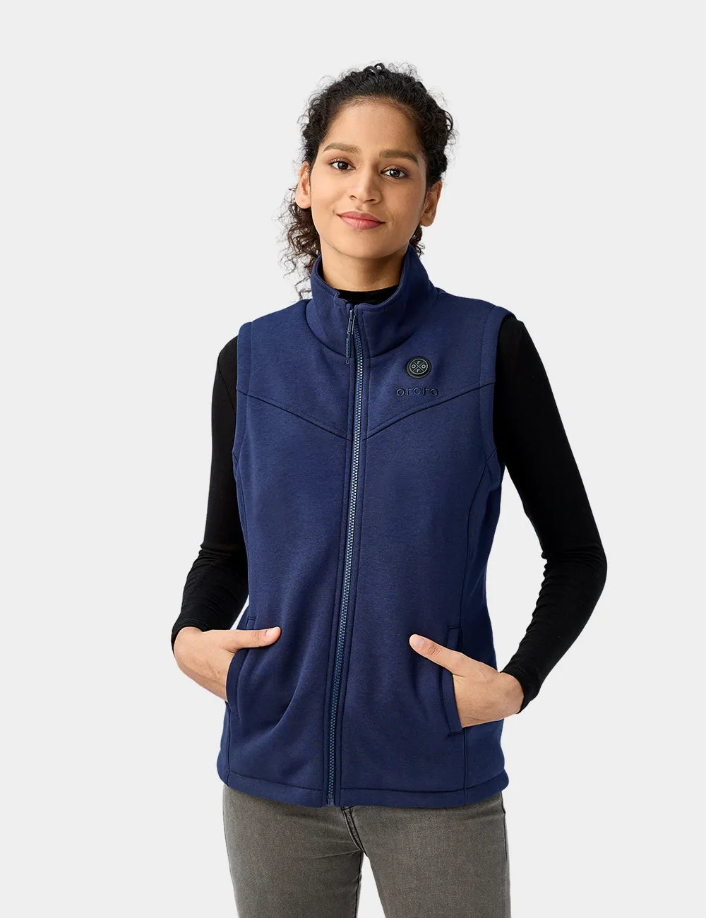 Women's Heated Fleece Vest - Red / Blue