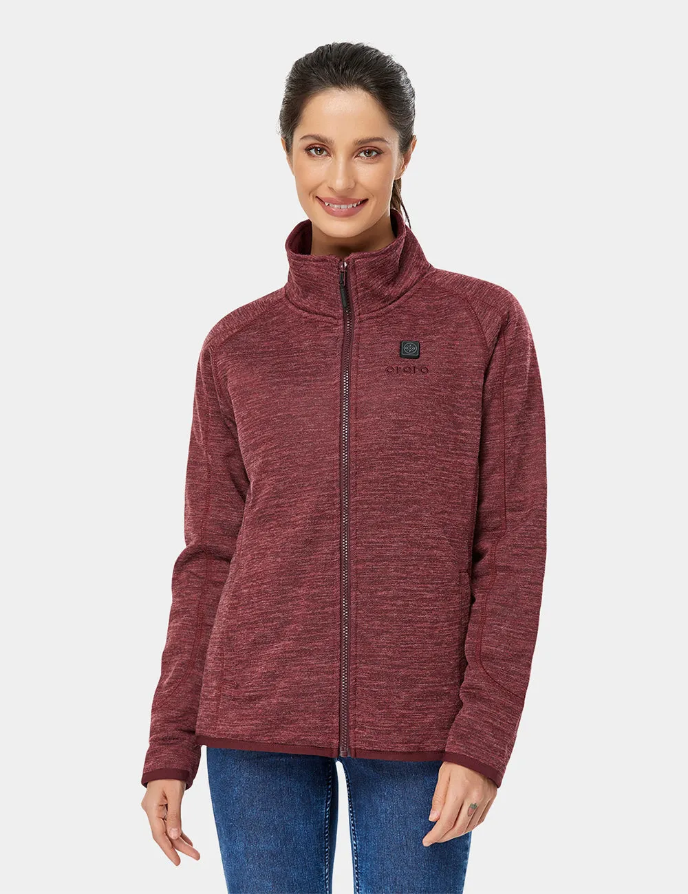 Women's Heated Full-Zip Fleece Jacket - Maroon