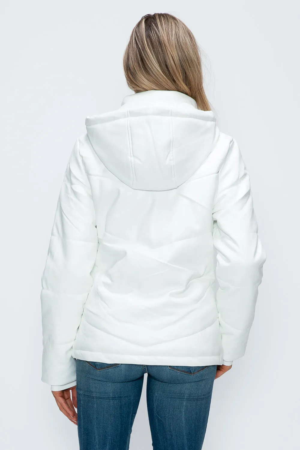 Zip Up Puffer Jacket with Removable Hood